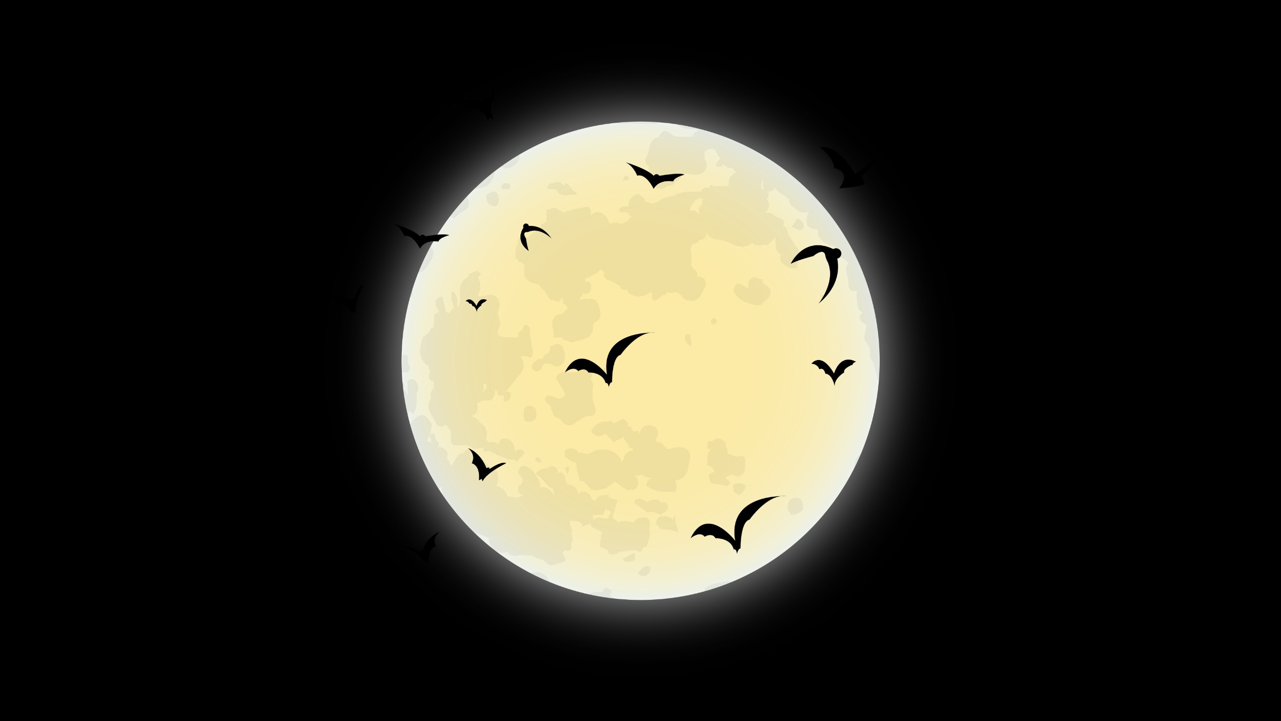 Wallpaper night, Wallpaper, the moon, wallpaper, moon, bats, picture, black background for mobile and desktop, section природа, resolution 2560x1440