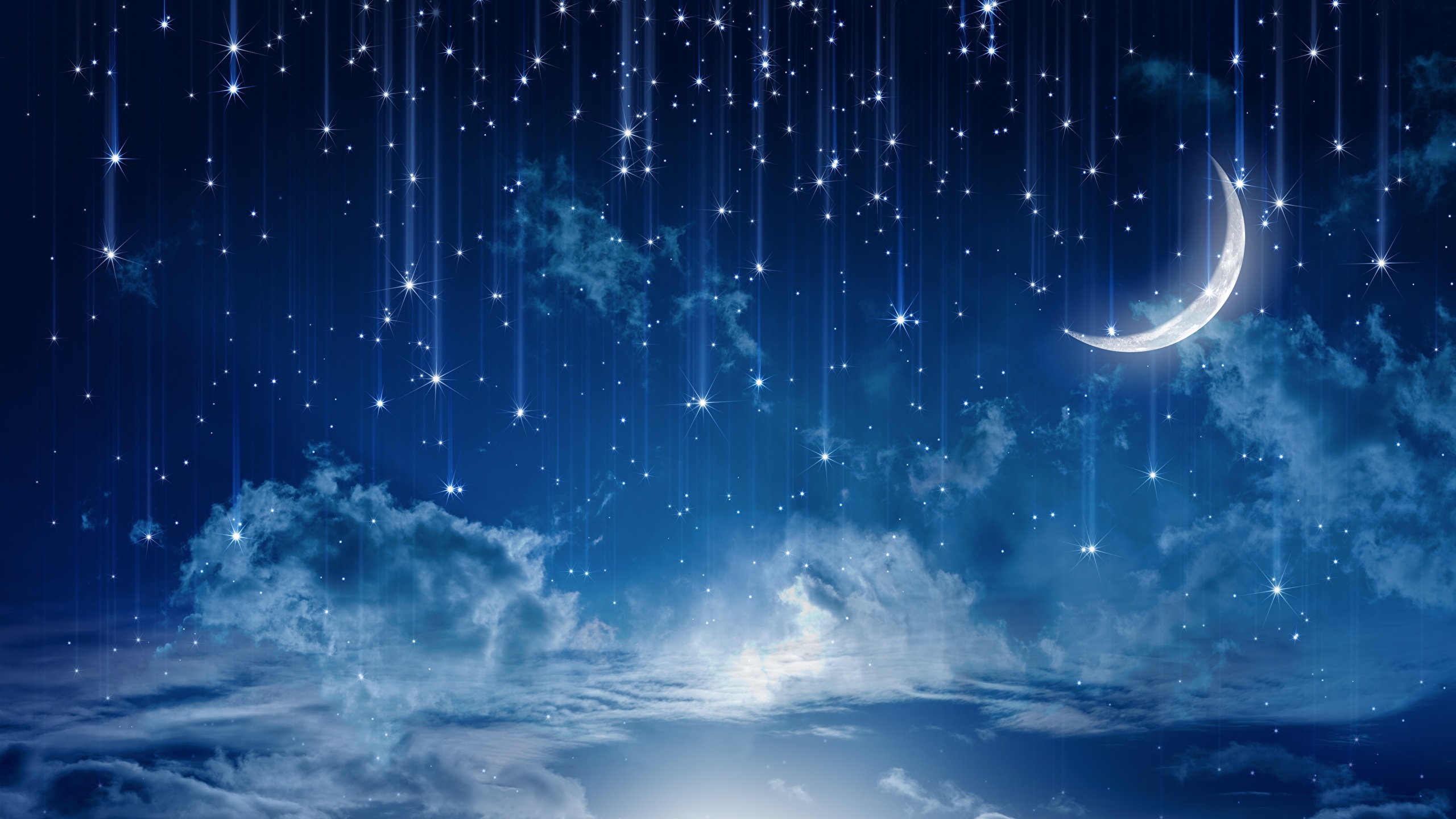 Photos Stars Nature Sky Moon Clouds 2560x1440