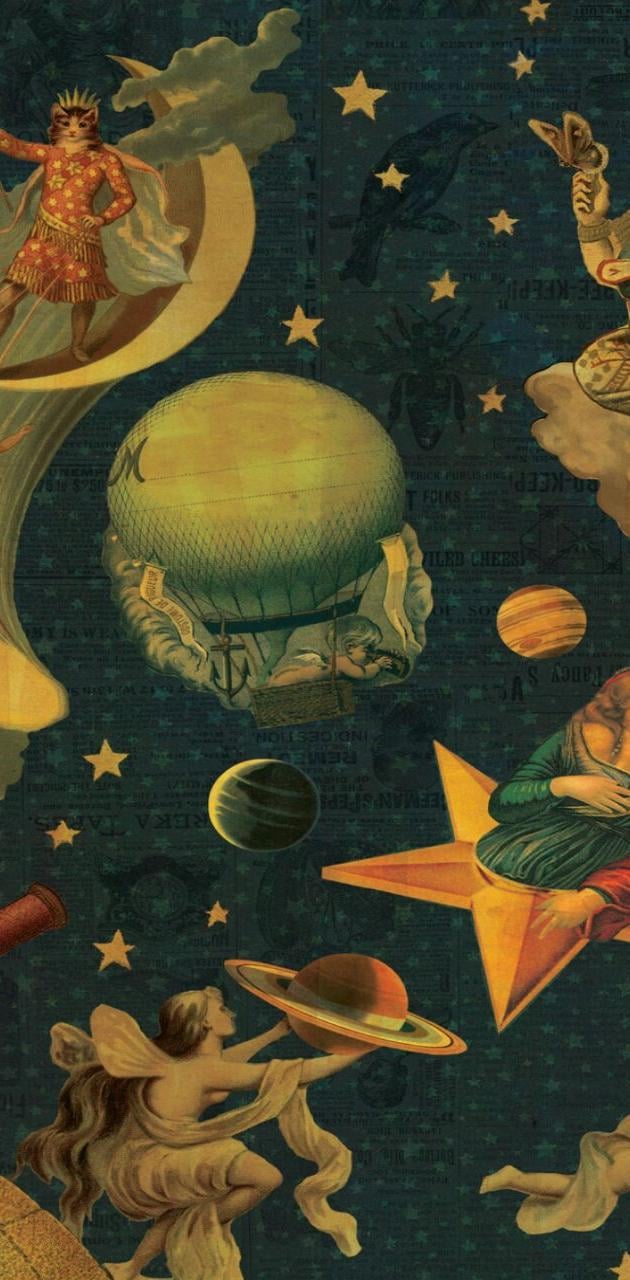 I love the Mellon Collie album art, it's been my wallpaper and fits really well with the time font. Here's it is, also the original. Does anyone know the style of art?