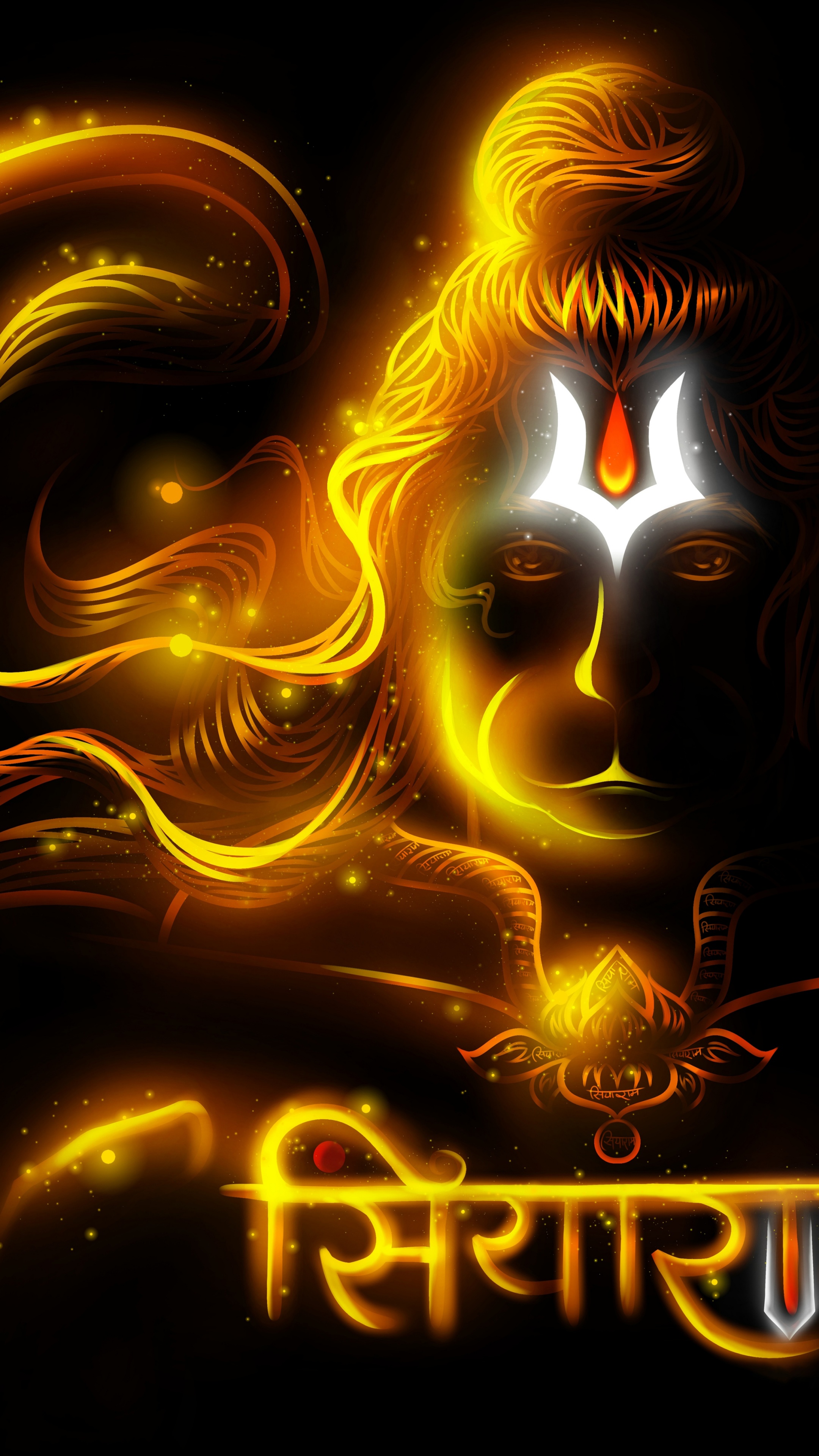 Anjaneya Wallpaper 4K, Jai Shri Ram, Glowing