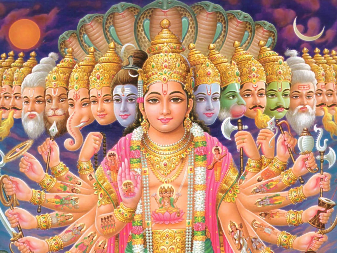 Many Armed Hindu Goddess Desktop Wallpaper 1400x1050