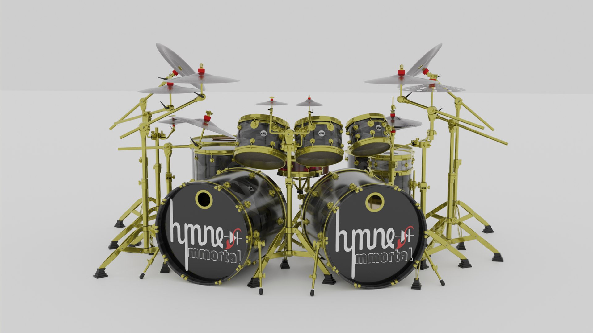 3D Drumset Double Bass DW DRUM Model