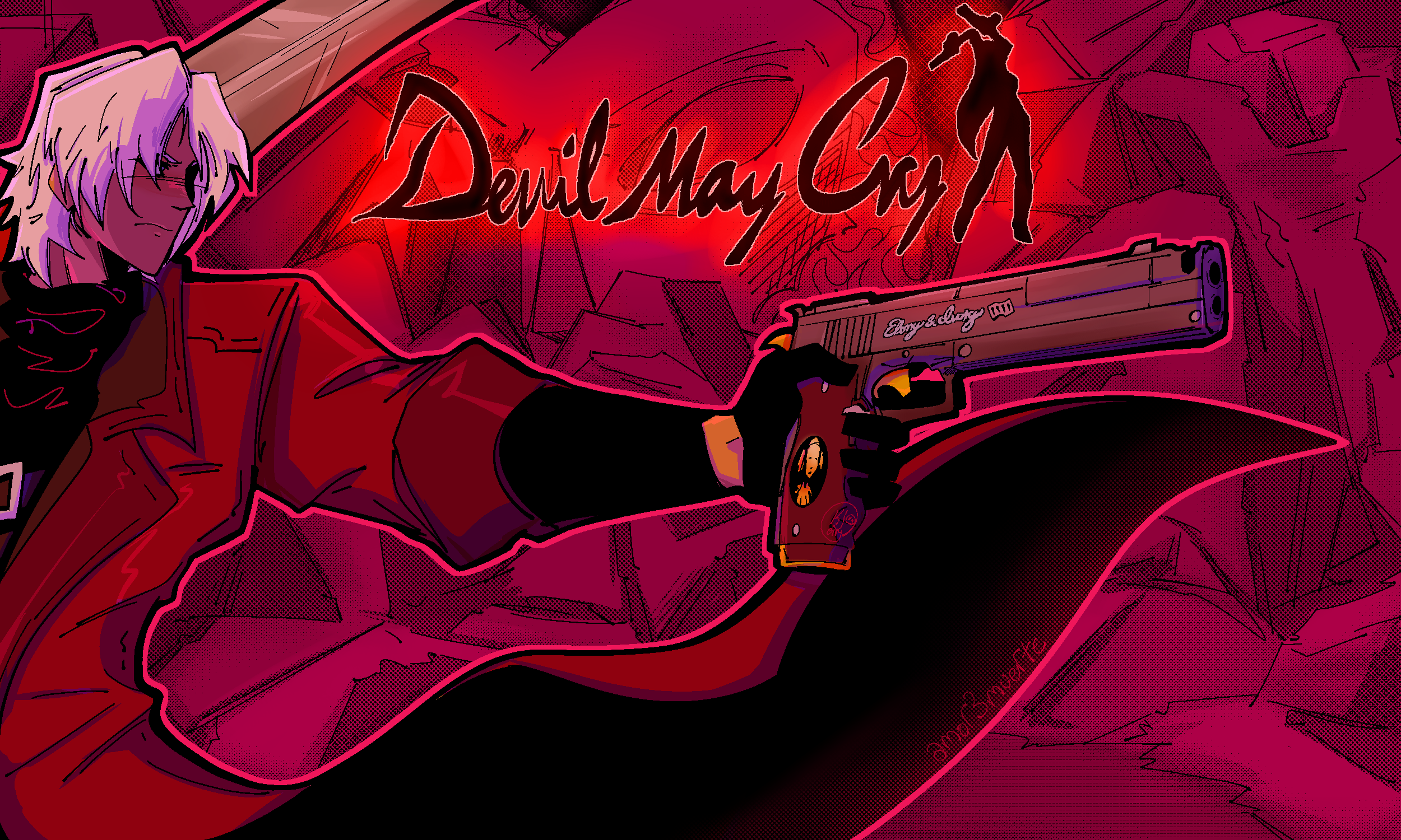 DMC1 Dante Wallpaper + DMC3 doodle (OC)