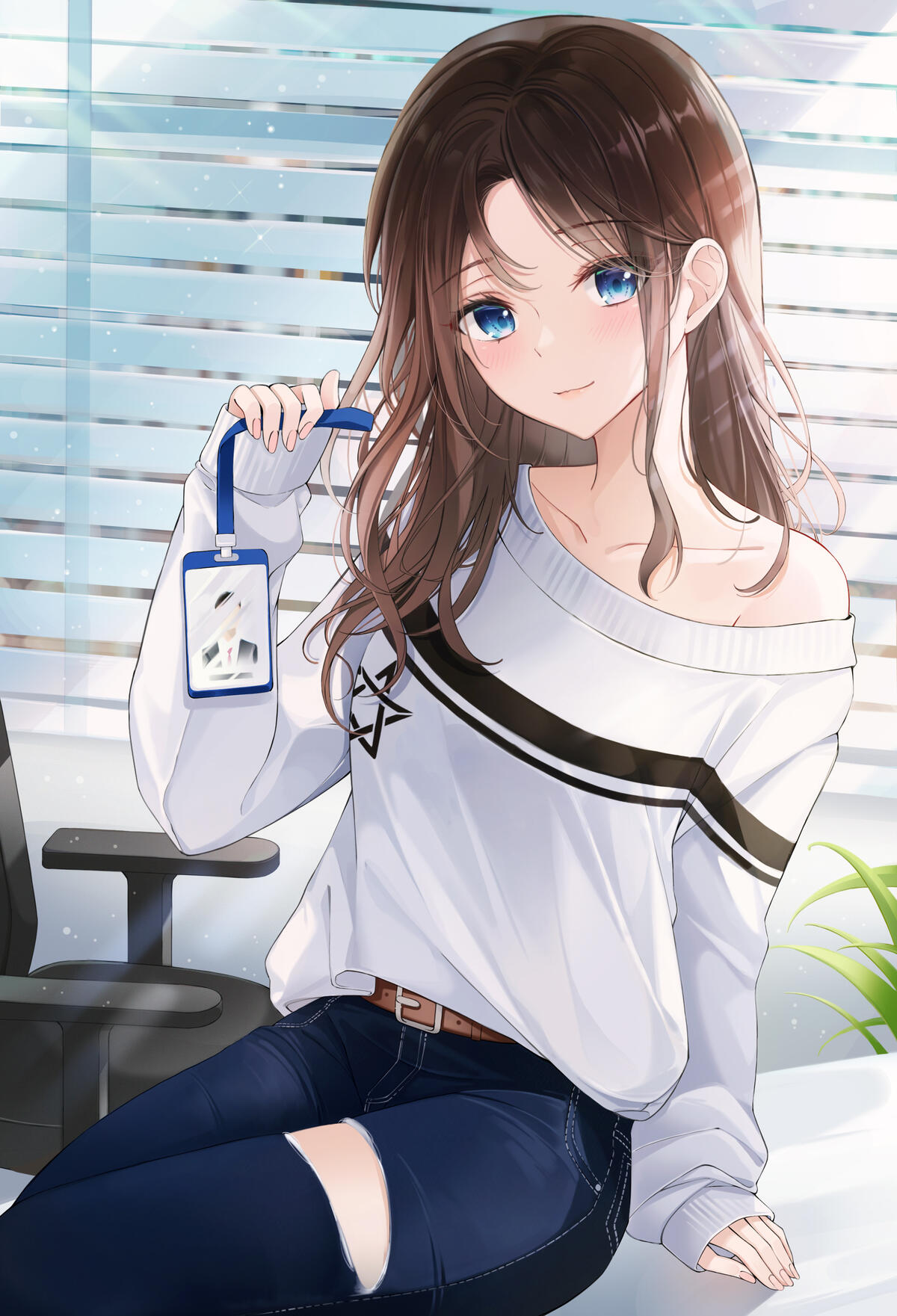 Wallpaper wallpaper beautiful anime girl sweater blue eyes from axebourne image and screensavers