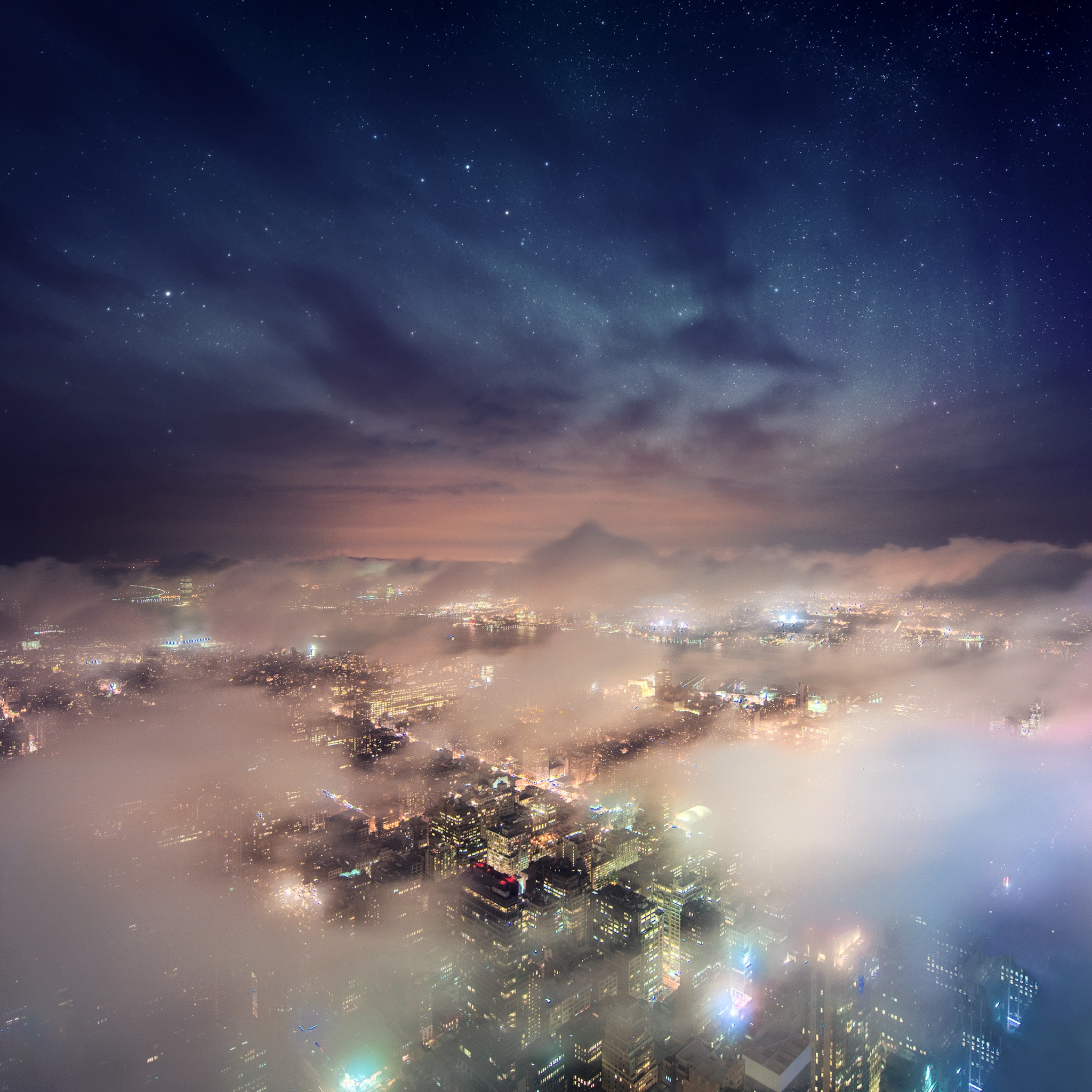 New York City Wallpaper 4K, Above clouds, Cityscape
