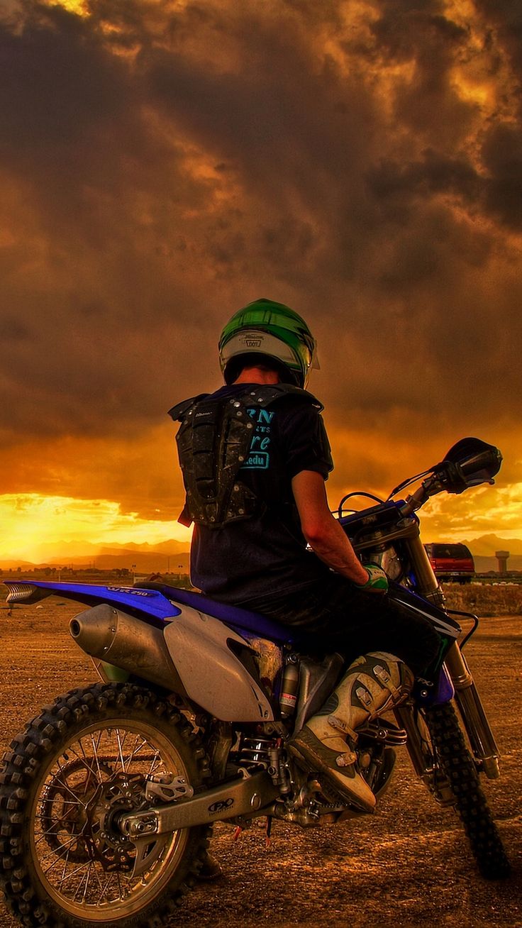 Motorcyclist, motorcycle, sunset wallpaper, background