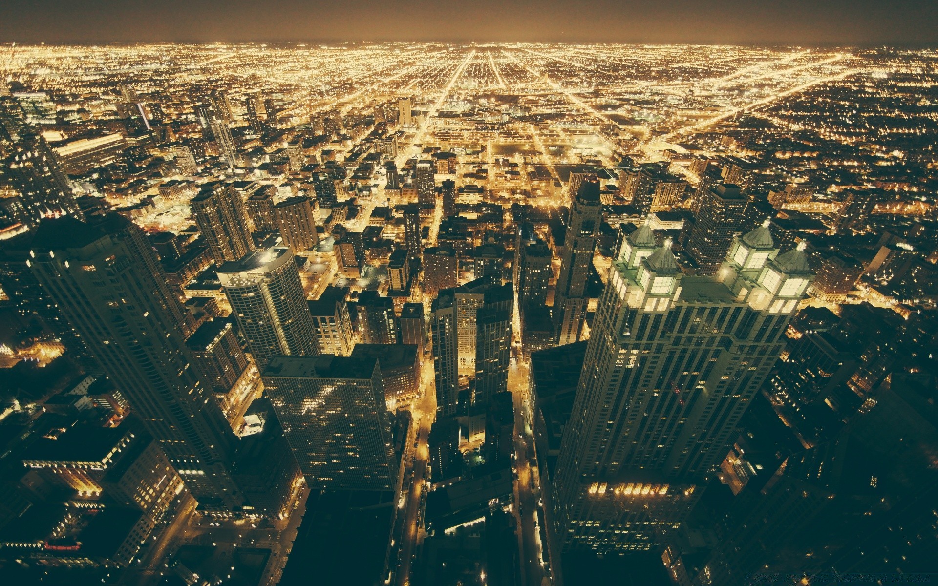 Architecture of a modern city, high above America
