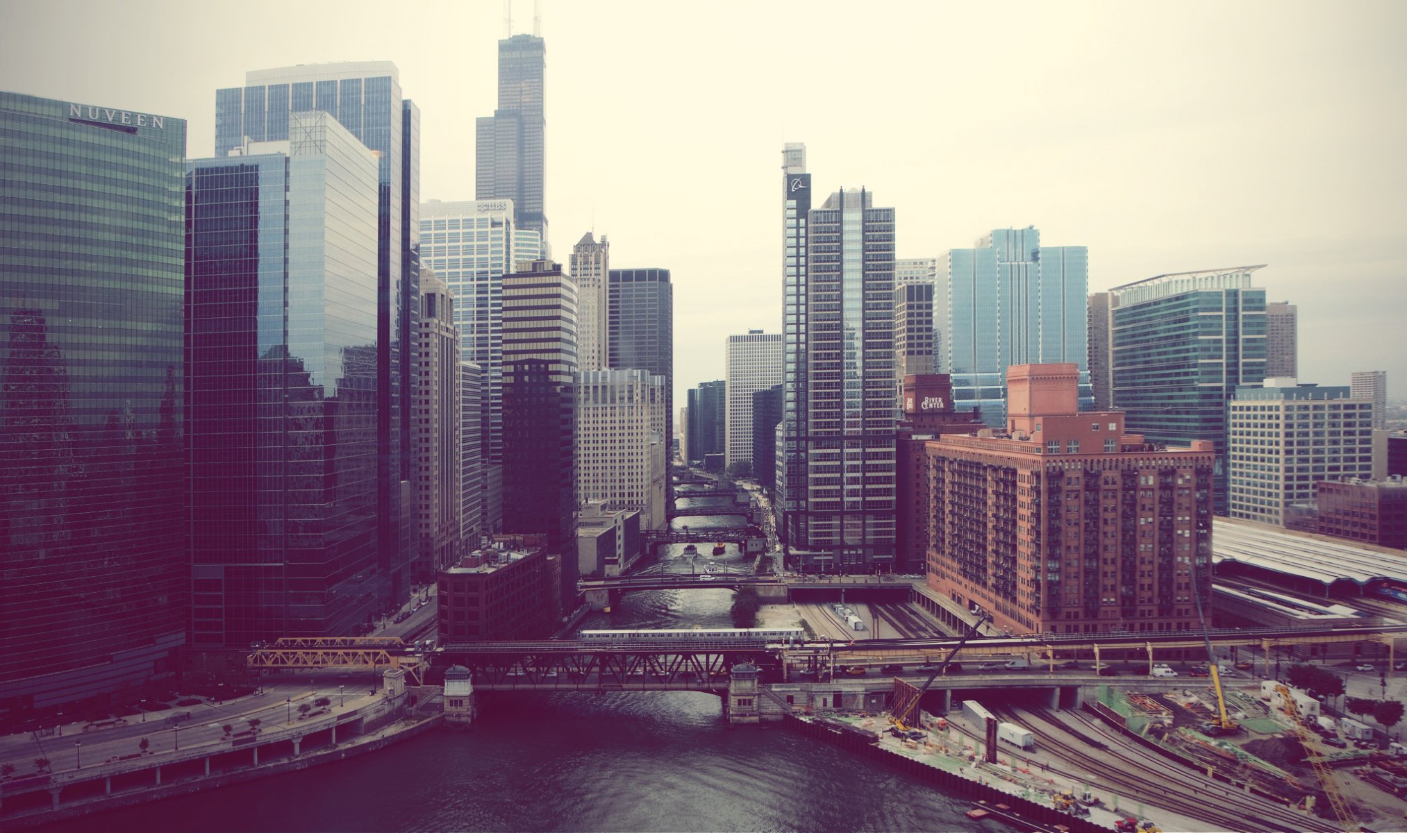 The city of Chicago full view from above