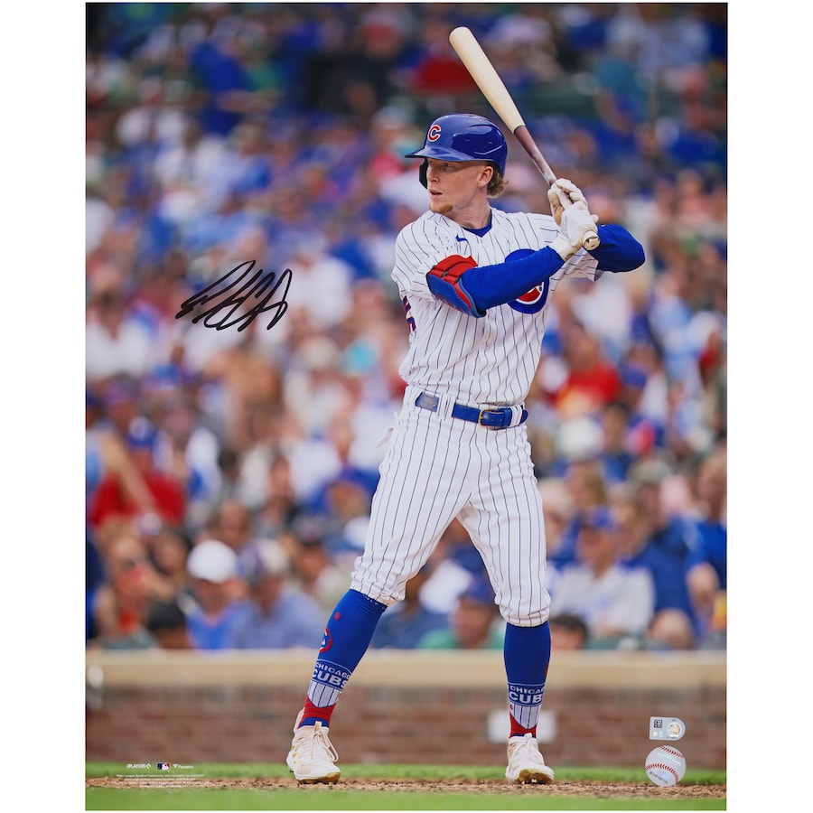 Pete Crow Armstrong Chicago Cubs Autographed 16 X 20 White Stance Photograph