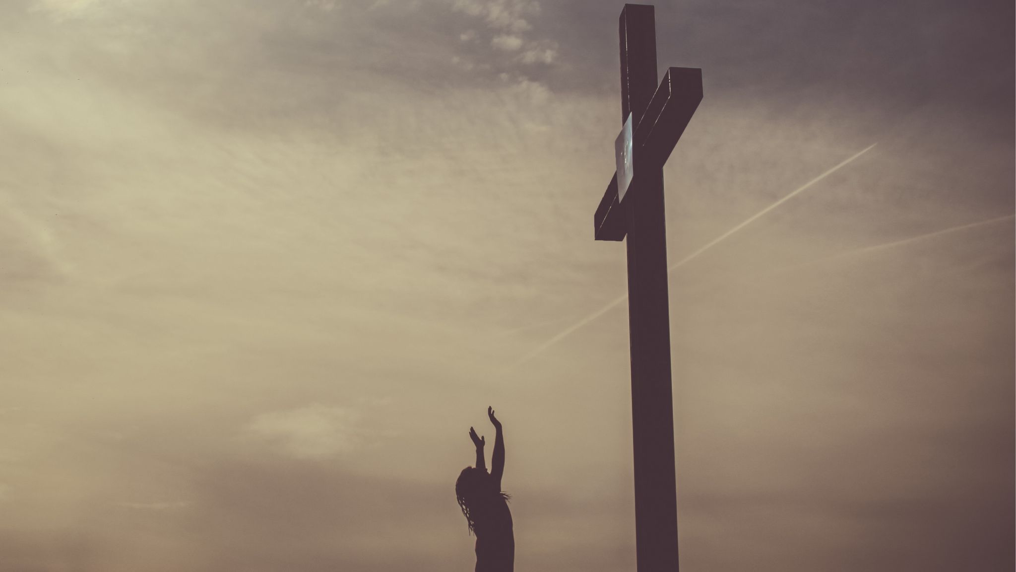 Download wallpaper 2048x1152 cross, prayer, faith, jesus, god ultrawide monitor HD background