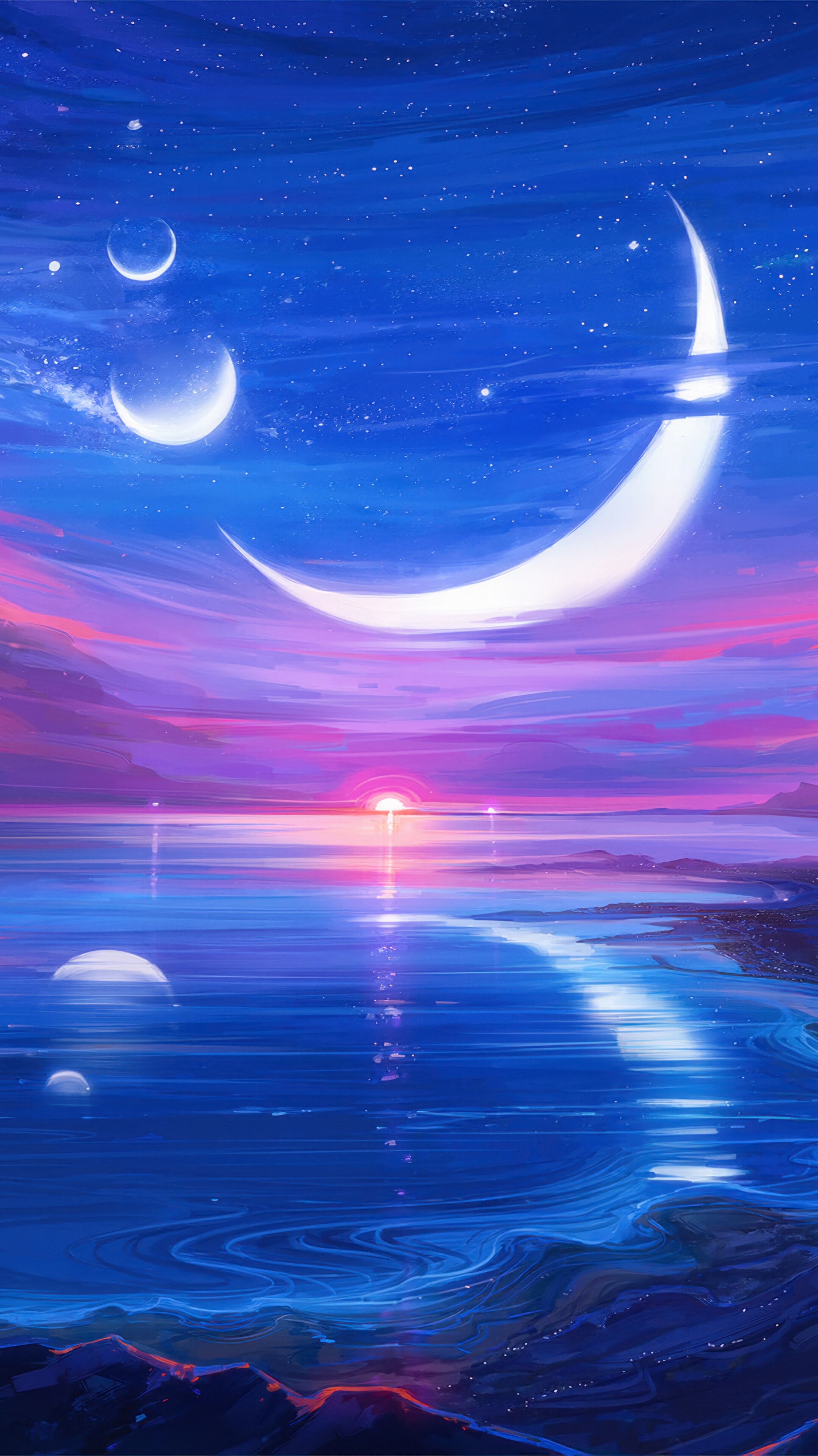 Night Sky Moon Art Wallpaper 4K HD PC b