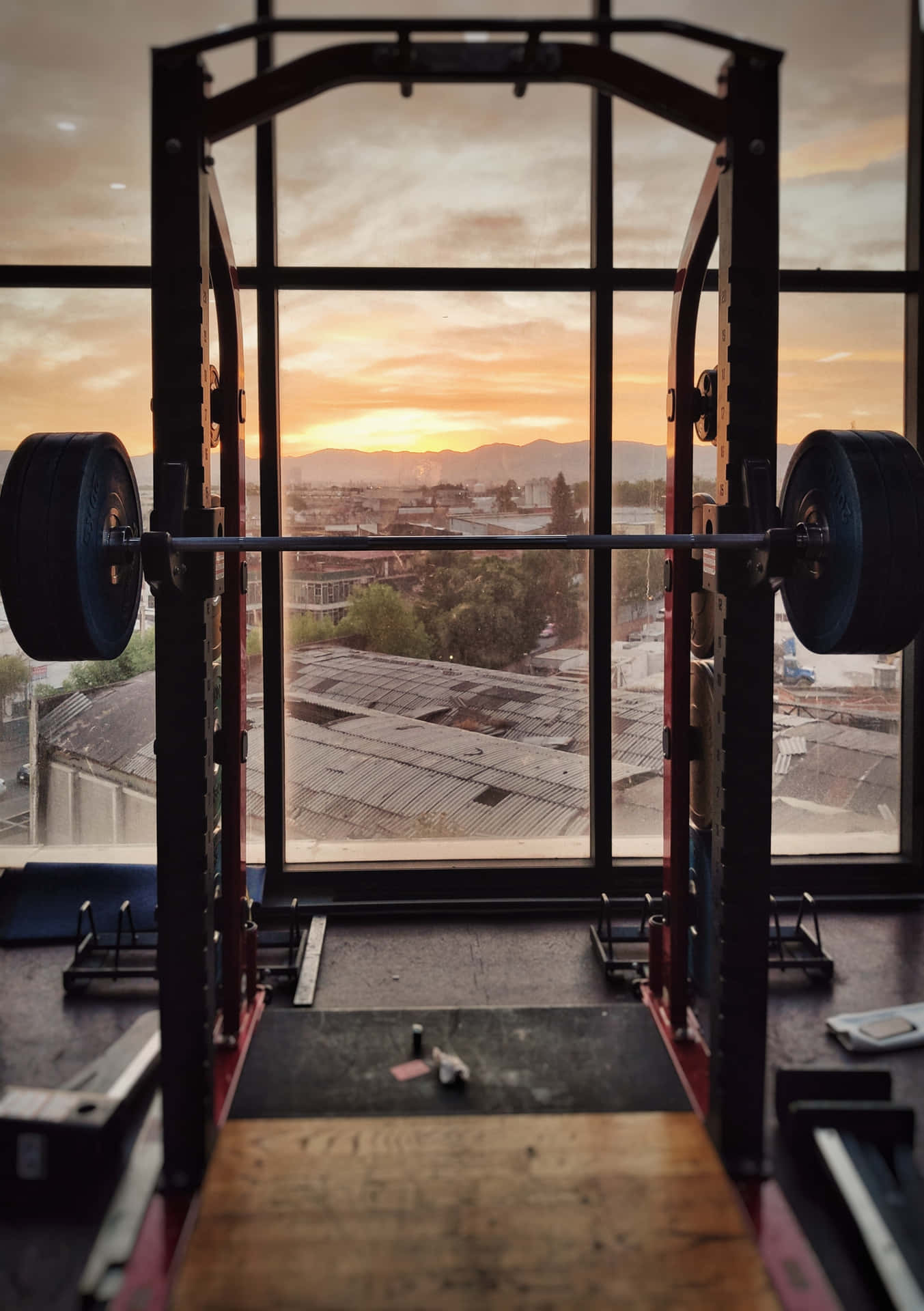 Download Sunset Gym Squat Rack Wallpaper