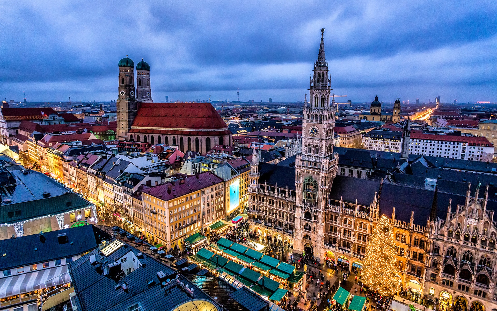Wallpaper Munich, Germany, city, night, buildings, lights 1920x1200 Picture, Image