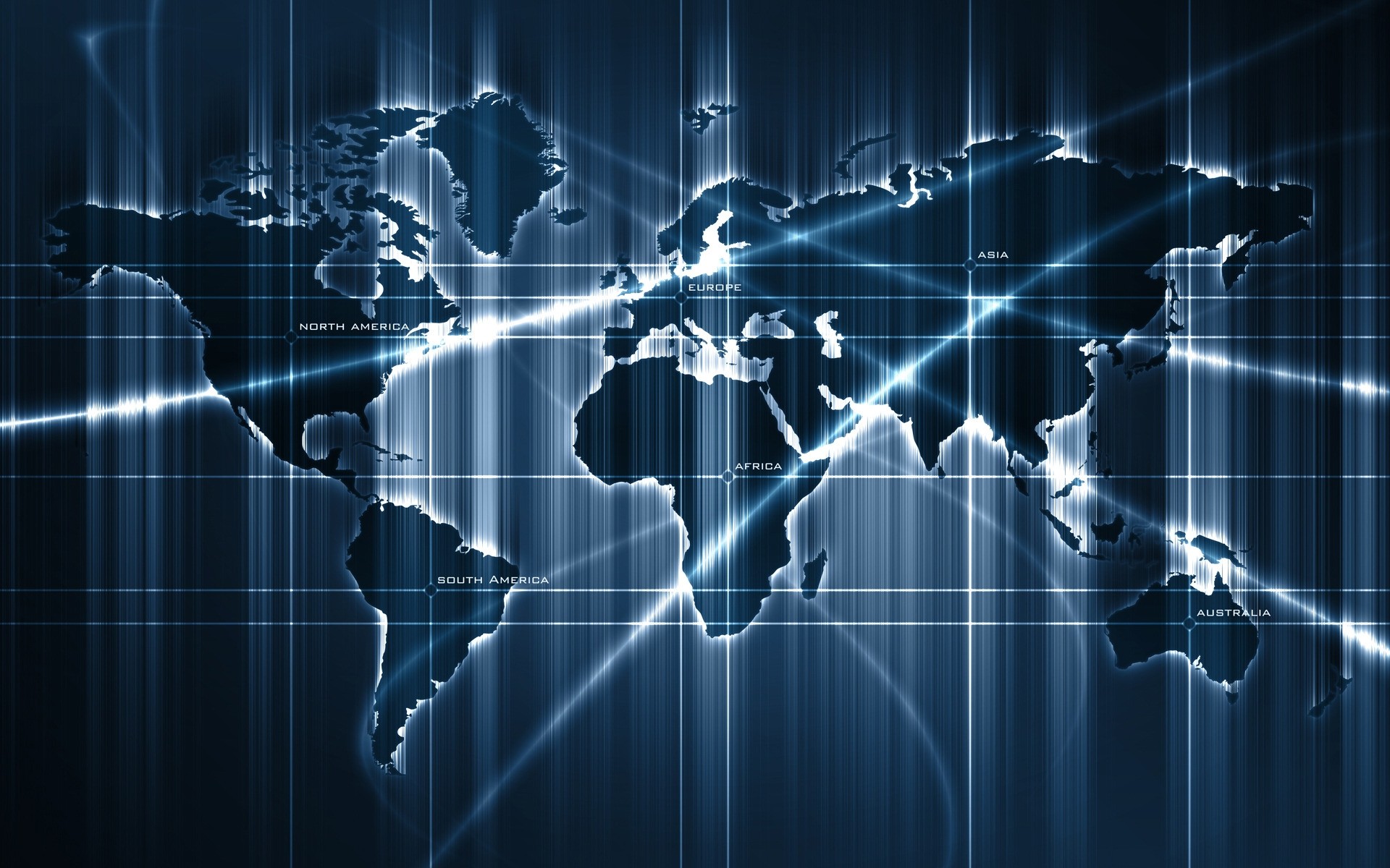 World map with blue backlight