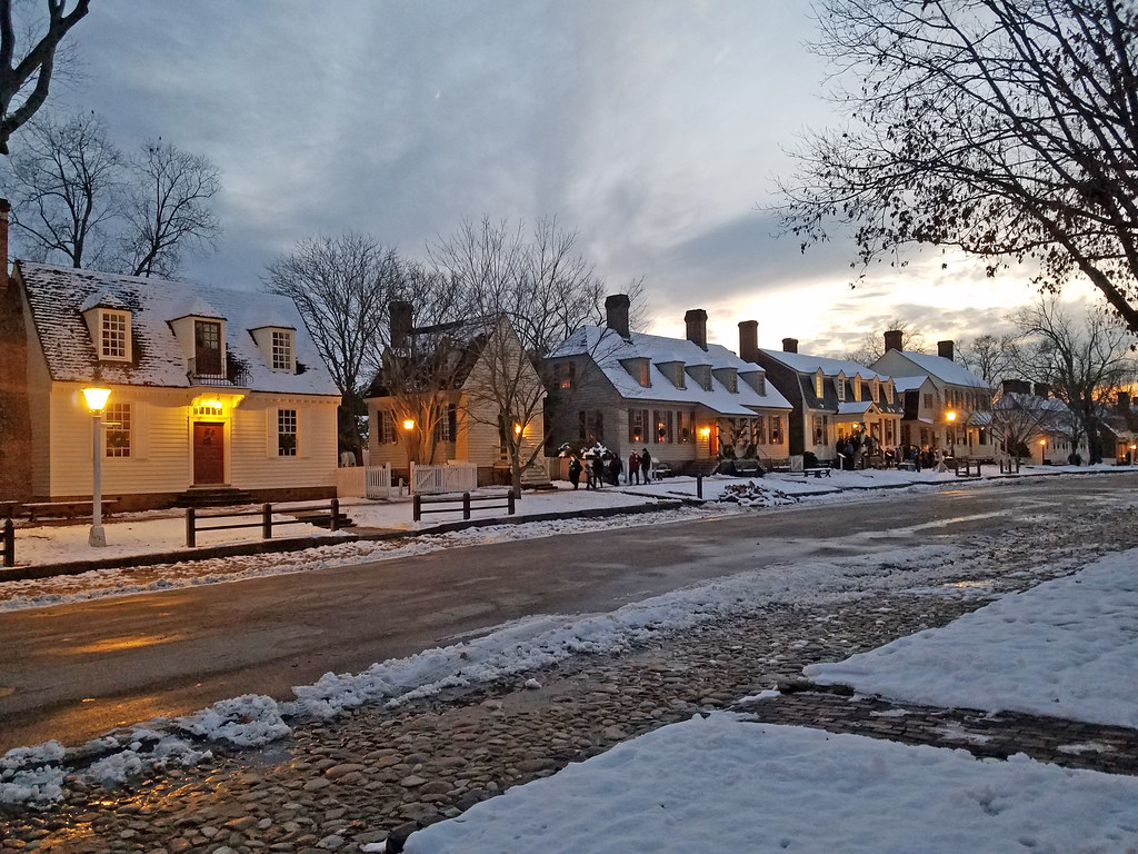 Williamsburg, VA Christmastime with Snow. Williamsburg was