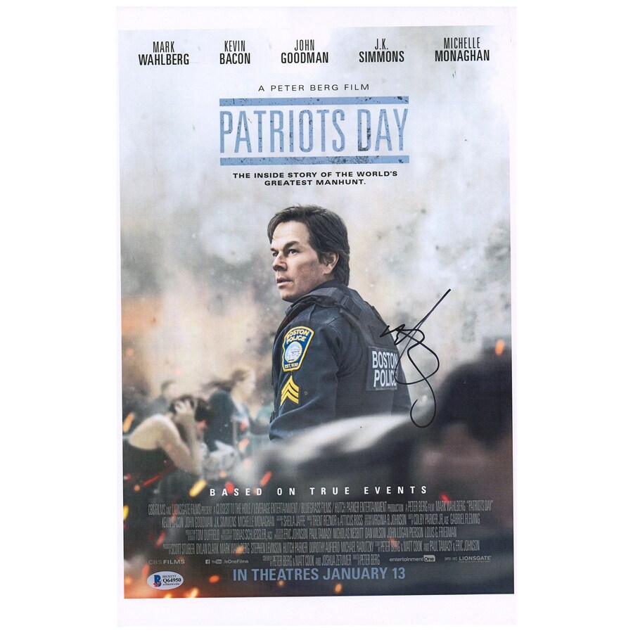 Mark Wahlberg Autographed Fanatics Authentic Patriots Day 12 x 18 Movie Poster