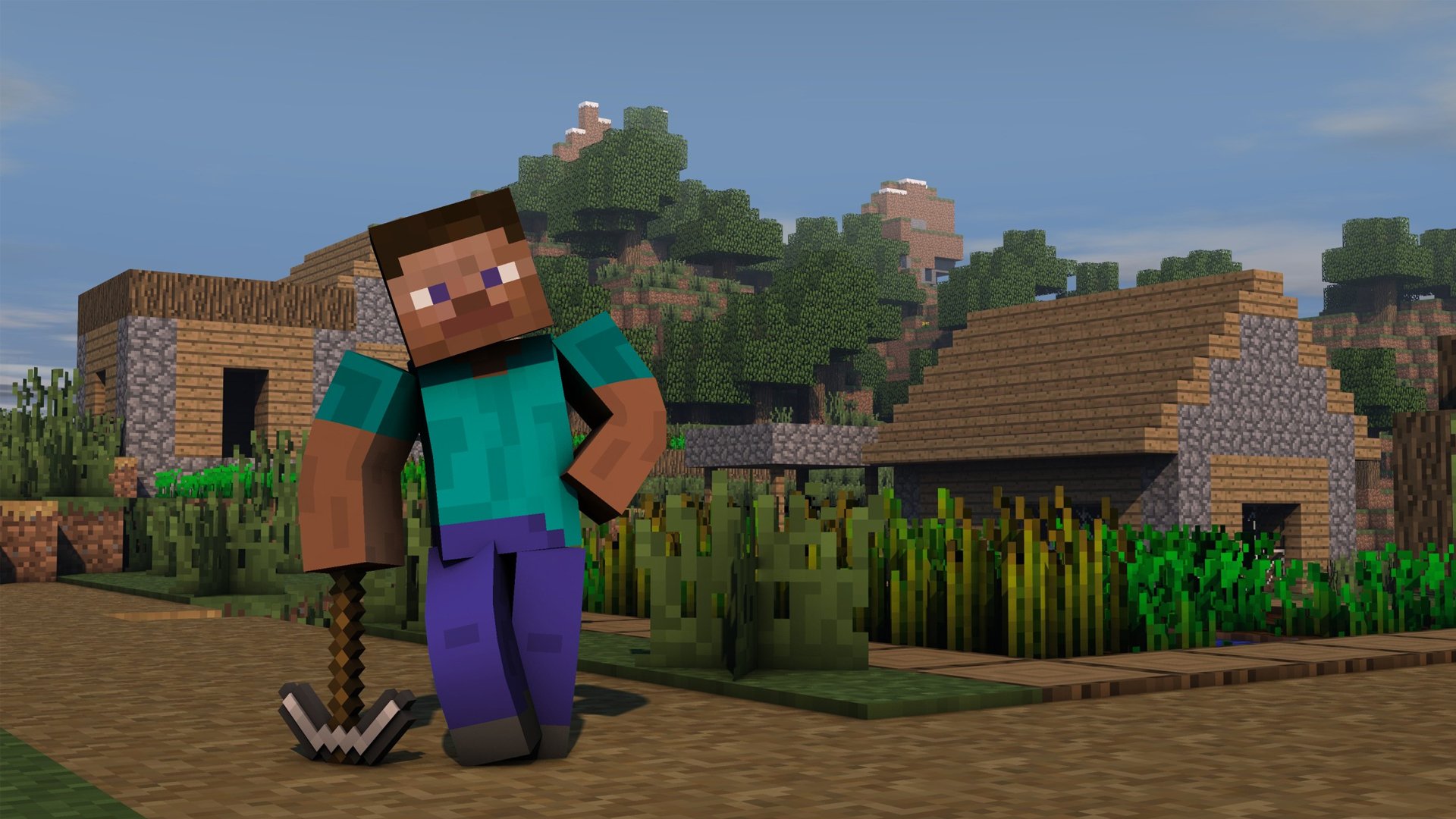 Minecraft Steve in HD: Herobrine's Village Adventure Wallpaper