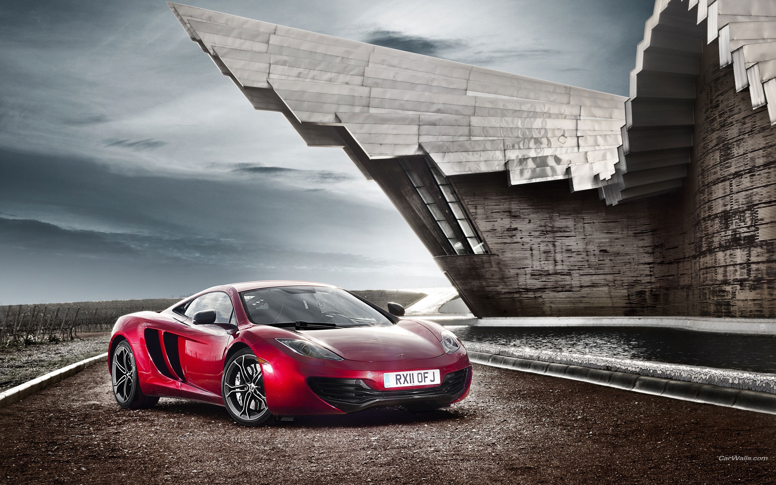 McLaren MP4 12C Wine Red Auto HD Wallpaper 01