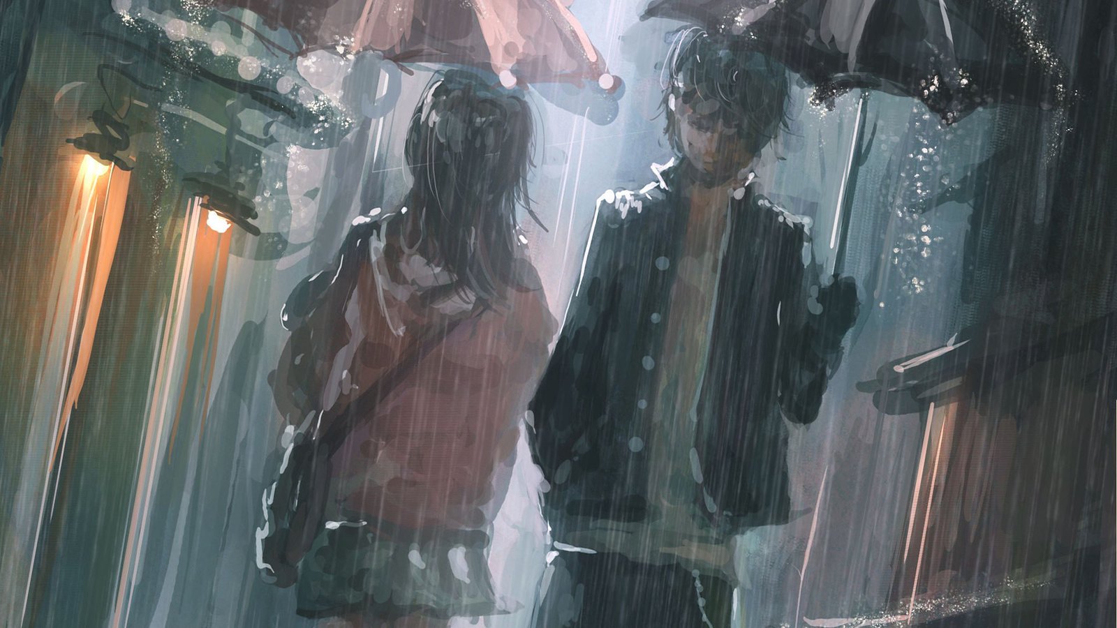 Anime Couple in rain Raindrop Wallpaper for Y