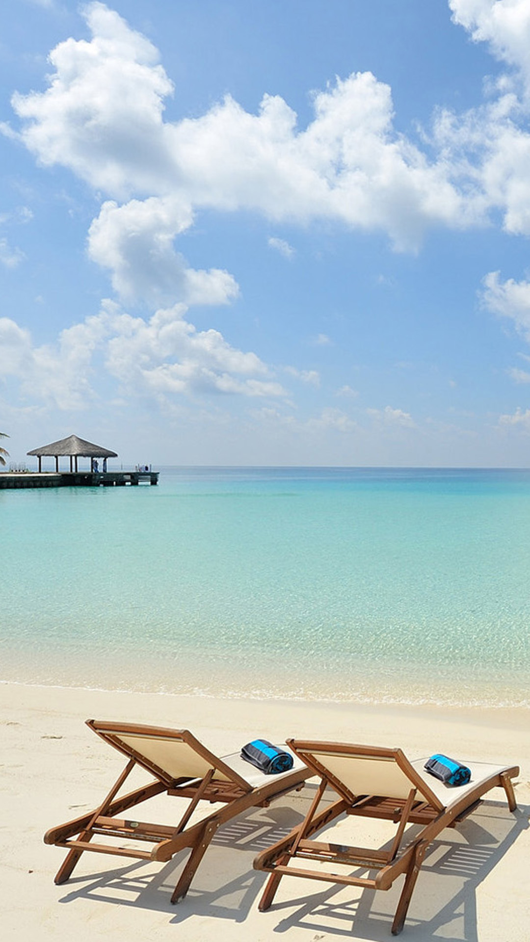 Island Beach Sunbeds Vacation Android Wallpaper free download