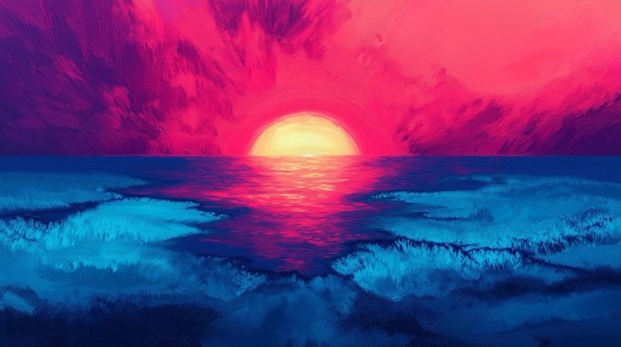 Summer Vibe Sunset Abstract Painting HD Color Wallpaper and Texture Background with Vibrant Abstract Patterns