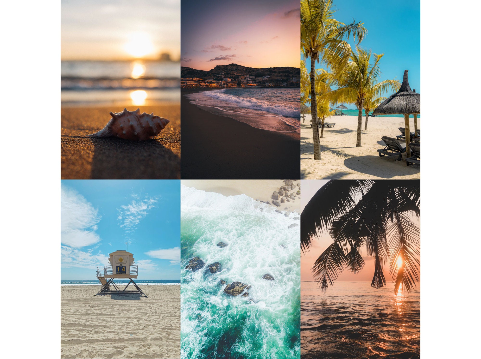 Beach Wall Collage, Printable Wall Collage, 50 Pieces, 4x6 Inch Image, Digital Download, Room Decor, Beach Aesthetic, Tropical Beach Photo