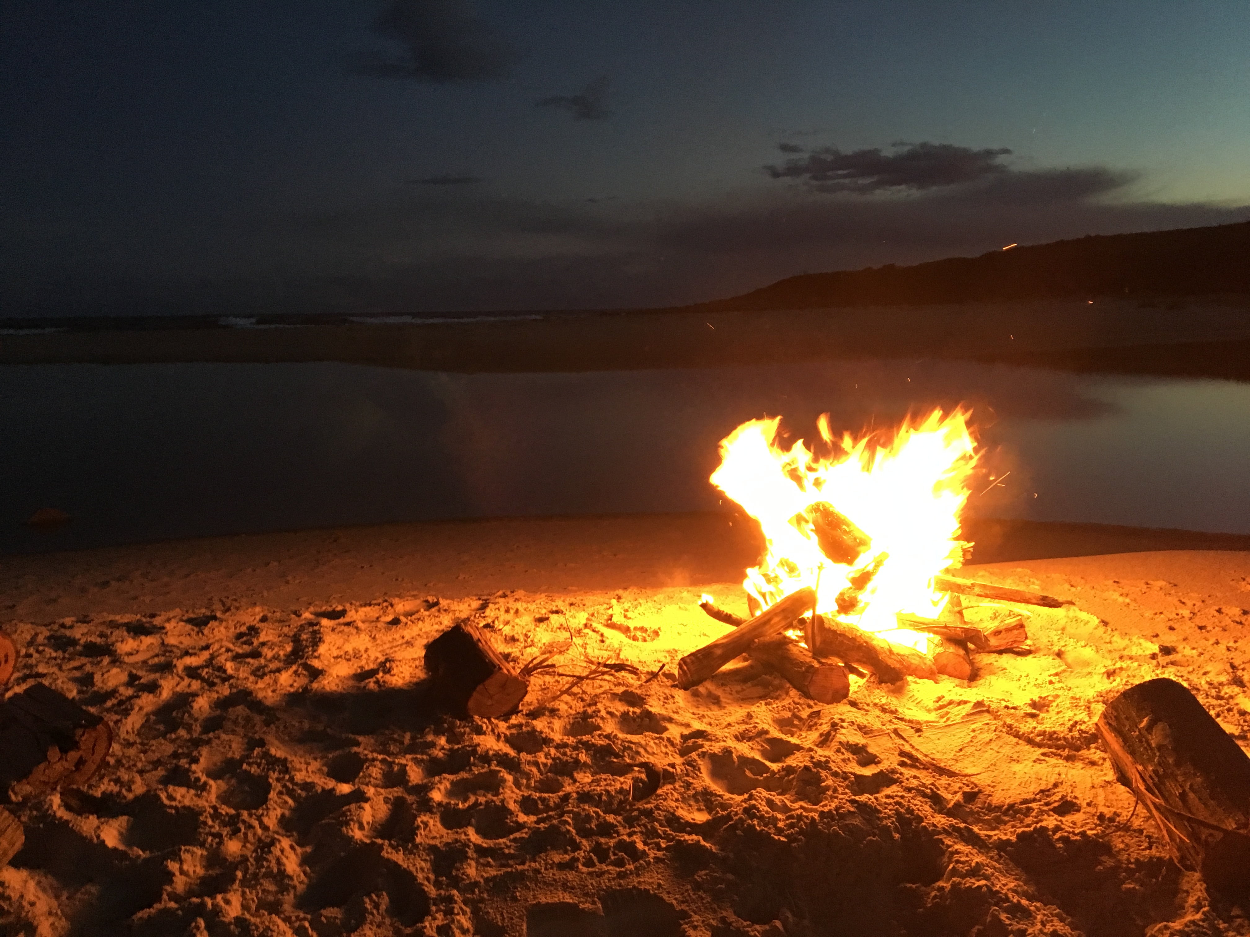 Royalty Free Photo: Bonfire Beside Seashore