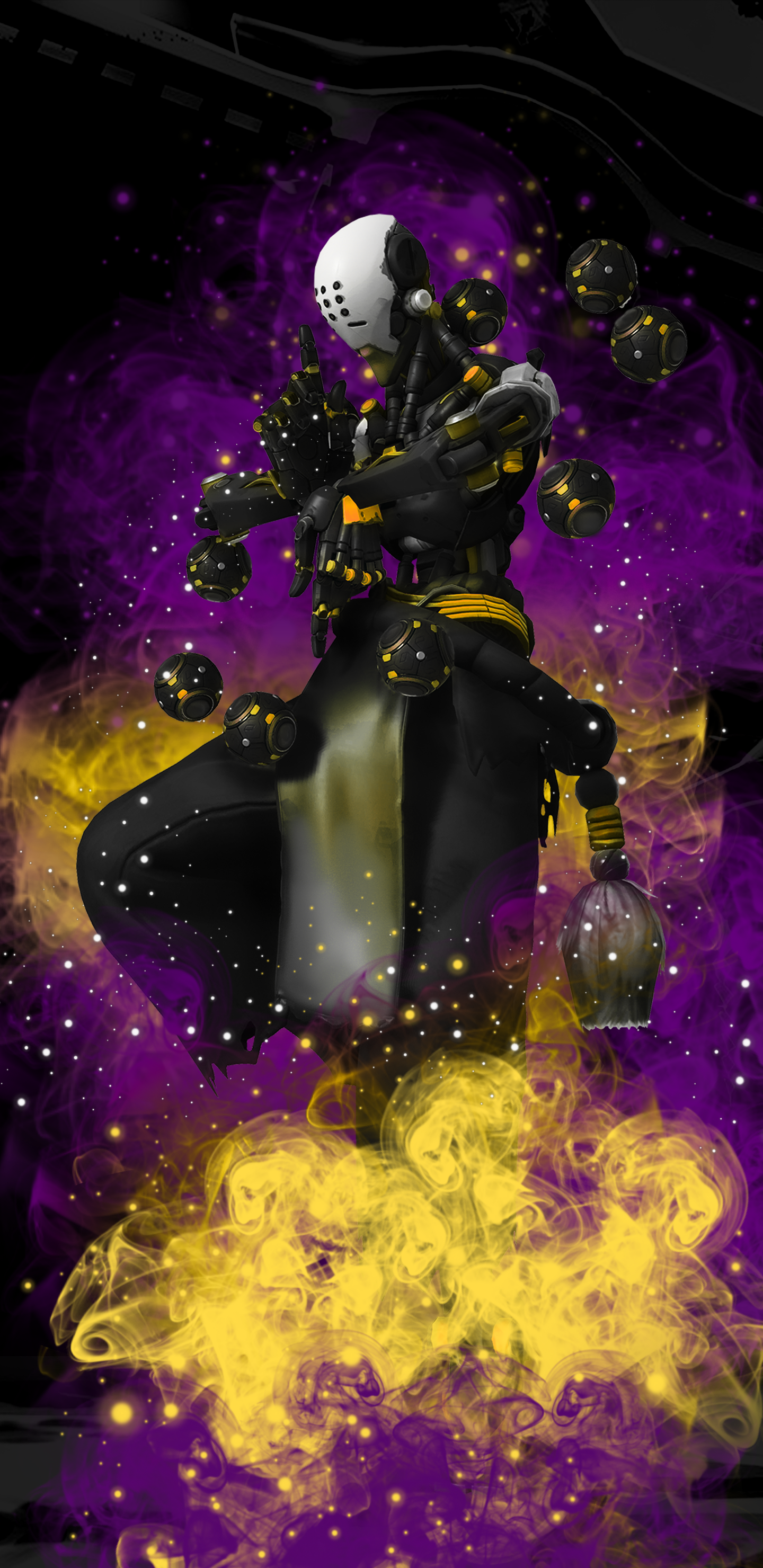 Earlier today made a Zenyatta Phone Wallpaper. Someone suggested I make a purple and yellow one to match his Harmony/ Discord colors. So here it is! (Desktop version in comments)