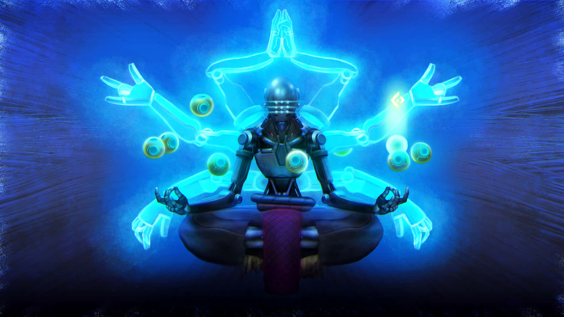 Download Zenyatta Blue Robe Lotus Position Wallpaper