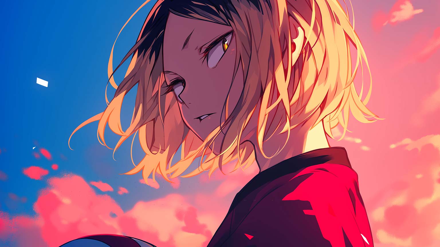 Haikyuu Kenma Kozume in Pink Clouds Desktop Wallpaper in 4K
