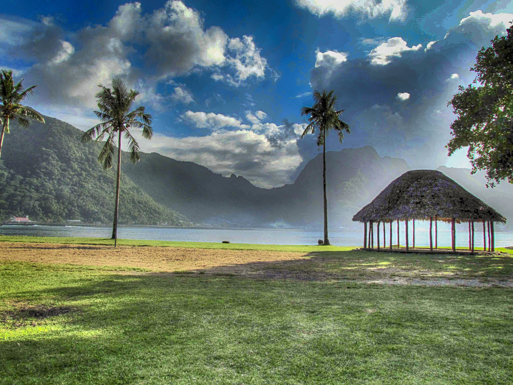 Samoan fale in American Samoa. This is the famous fale in
