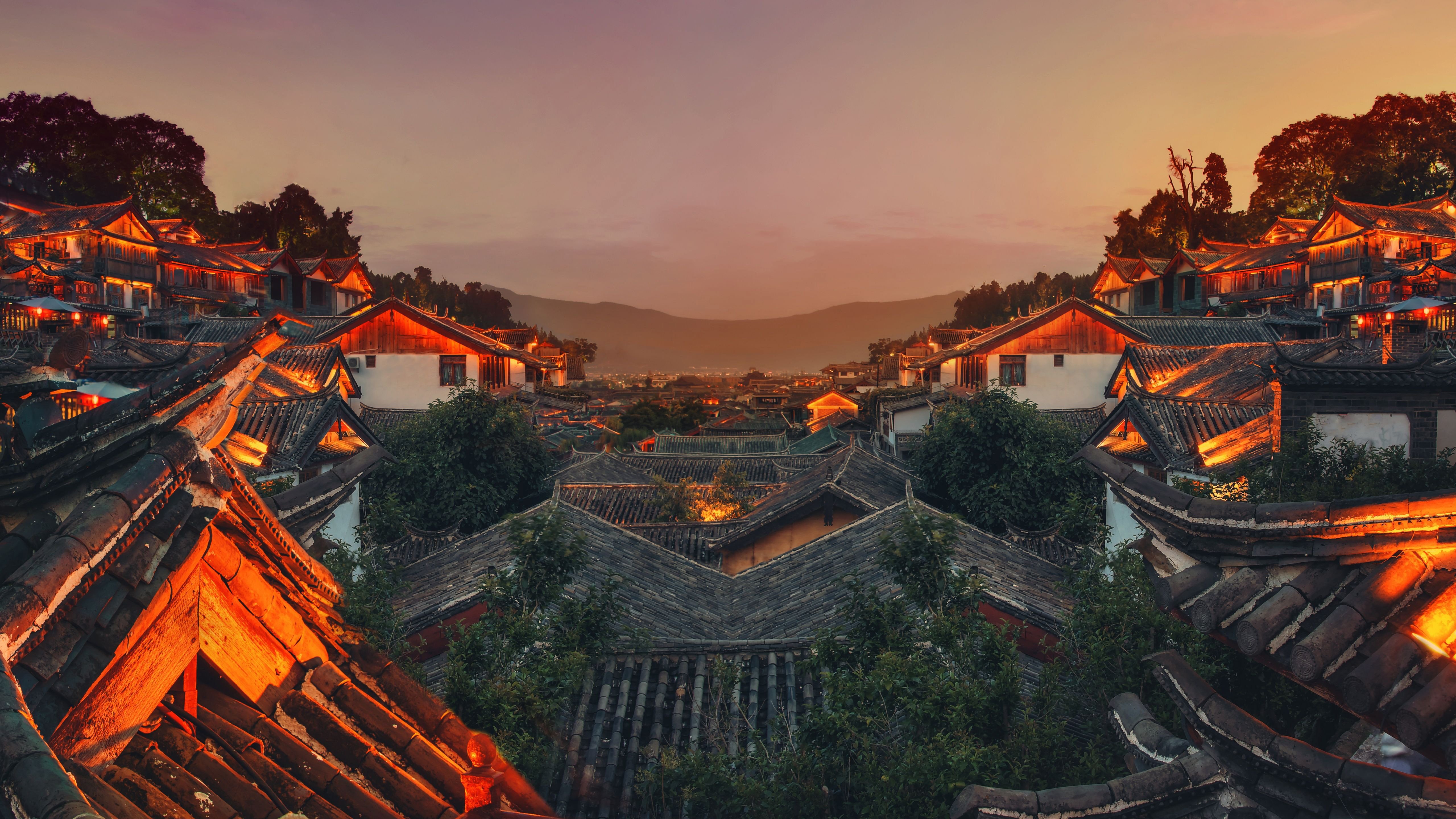 Landscape of China at sunset Wallpaper 5k for Desktop