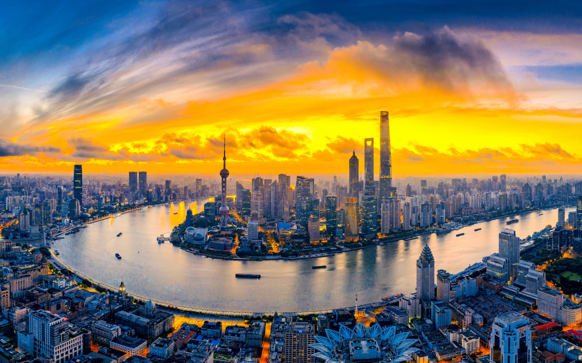 Beijing China Cityscape Skyline At Sunset