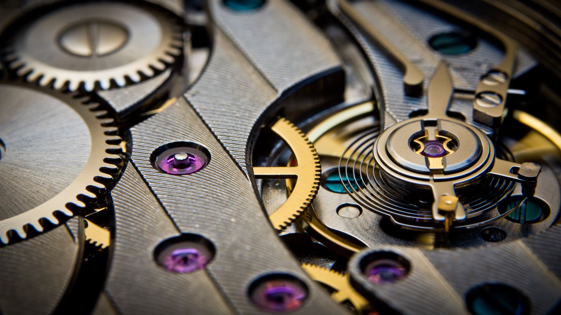 Download wallpaper 1920x1080 watch, mechanism, gears, macro full hd, hdtv, fhd, 1080p HD background