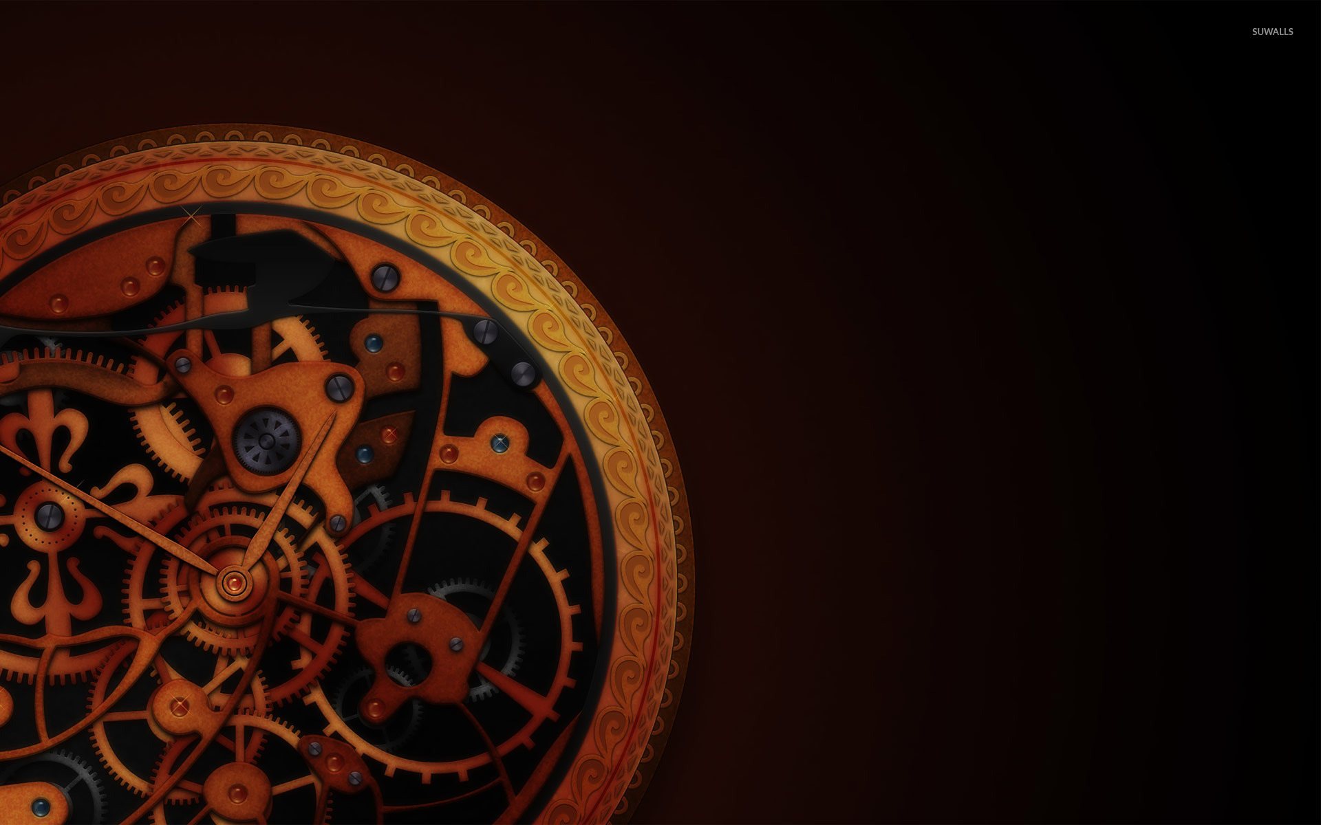 Golden watch mechanism wallpaper wallpaper
