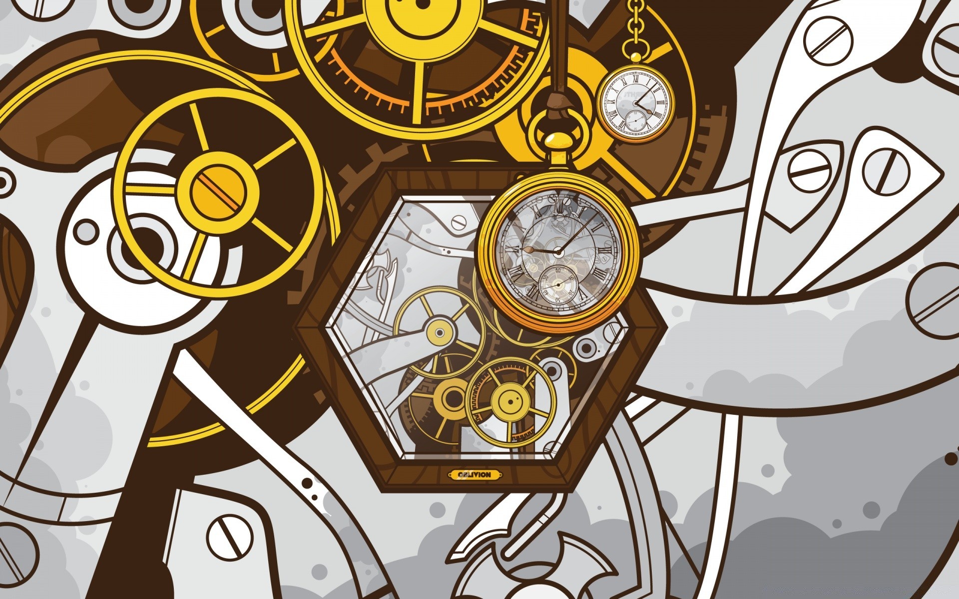 Technological illustration. Clock mechanism for your phone