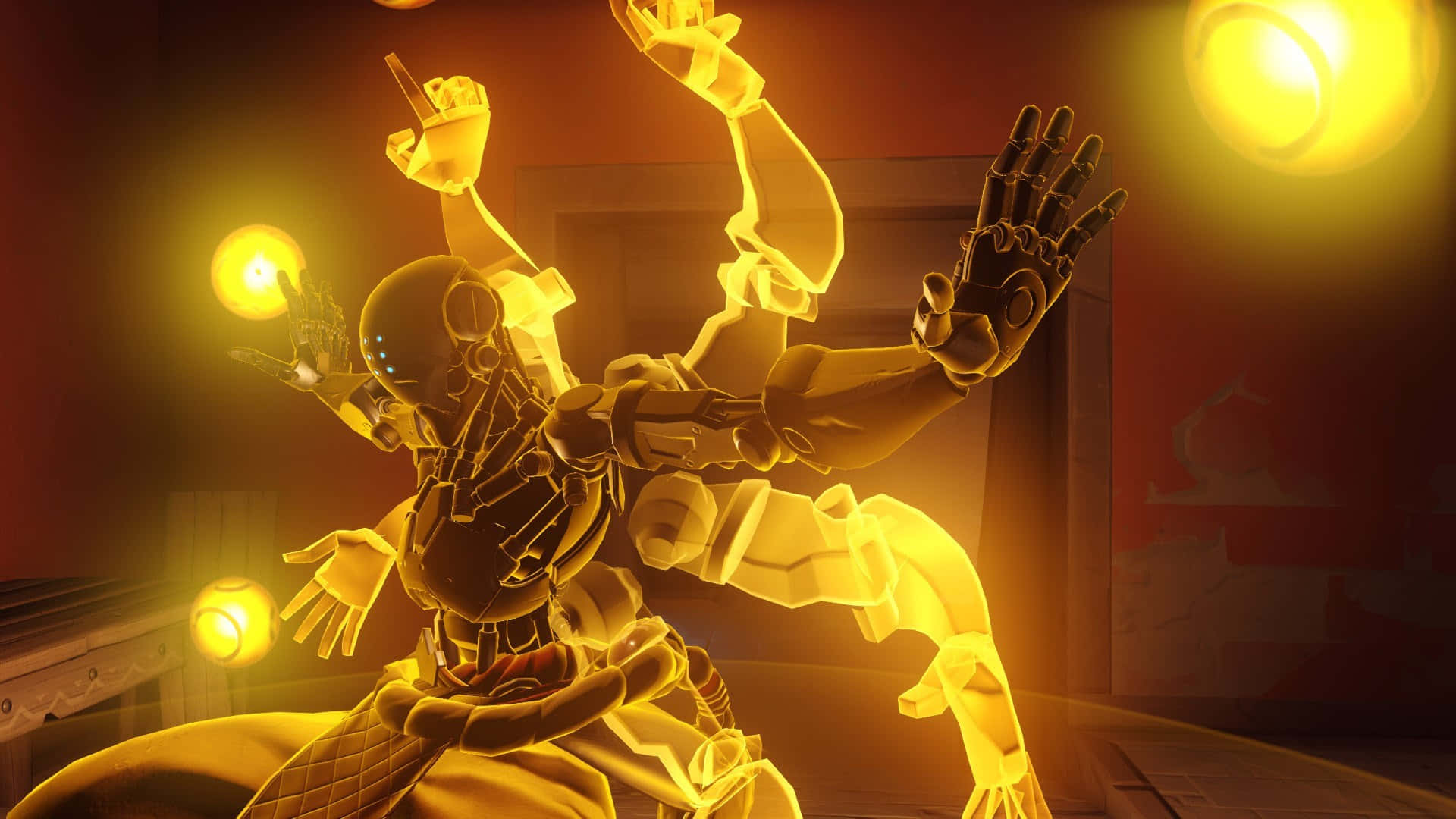 Download Zenyatta Golden Light Hands Wallpaper