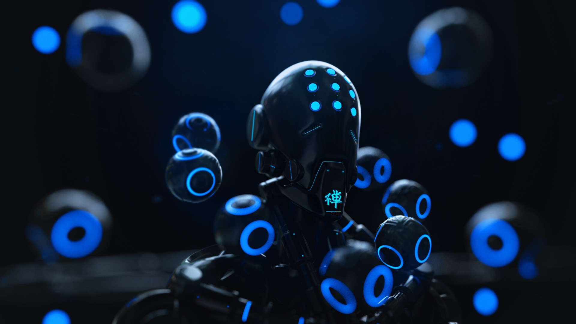 Zenyatta (Overwatch), Rakan Khamash, Ornamented, Machine, Neon, Overwatch Wallpaper HD / Desktop and Mobile Background