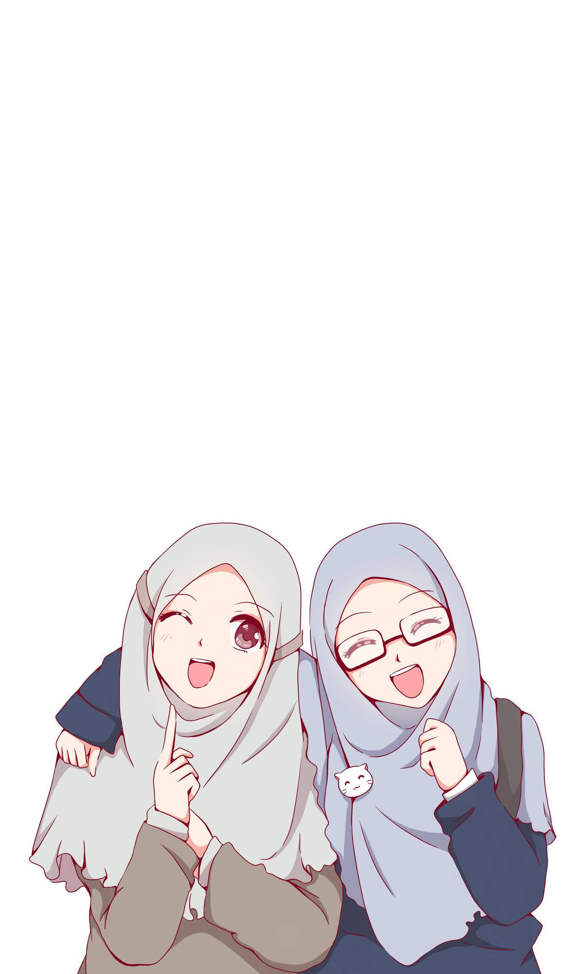 Download Hijab Cartoon Bestfriends Wallpaper
