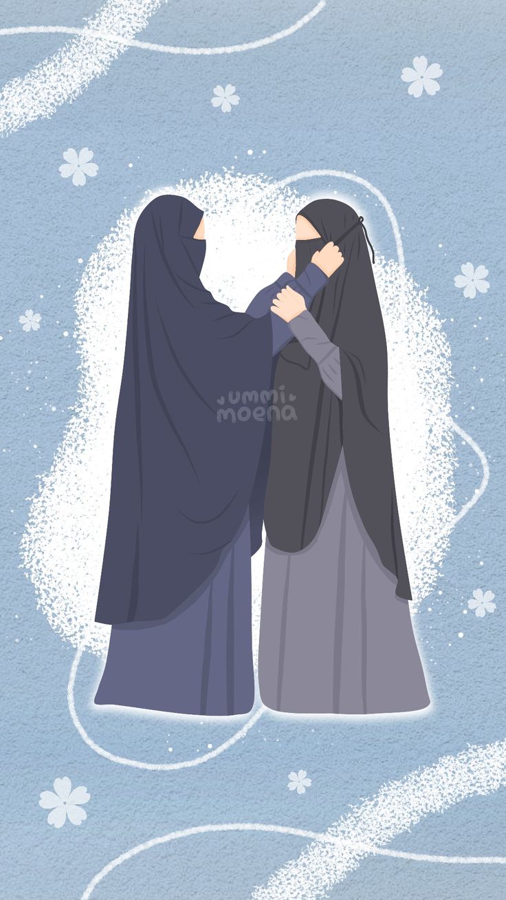 Wallpaper Two Muslim women wearing hijab syari