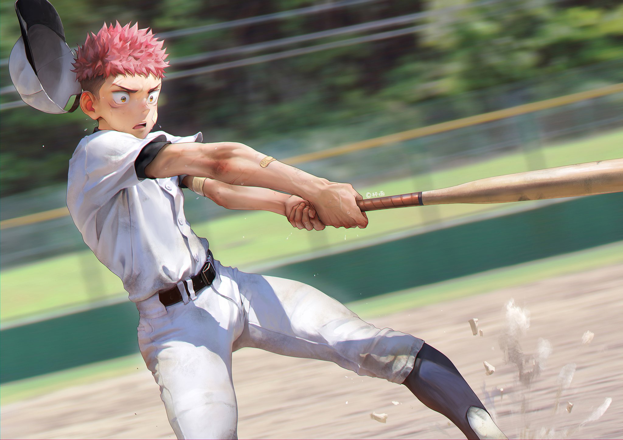 Download Baseball Bat Baseball Pink Hair Yuji Itadori Anime Jujutsu Kaisen HD Wallpaper by 杯面