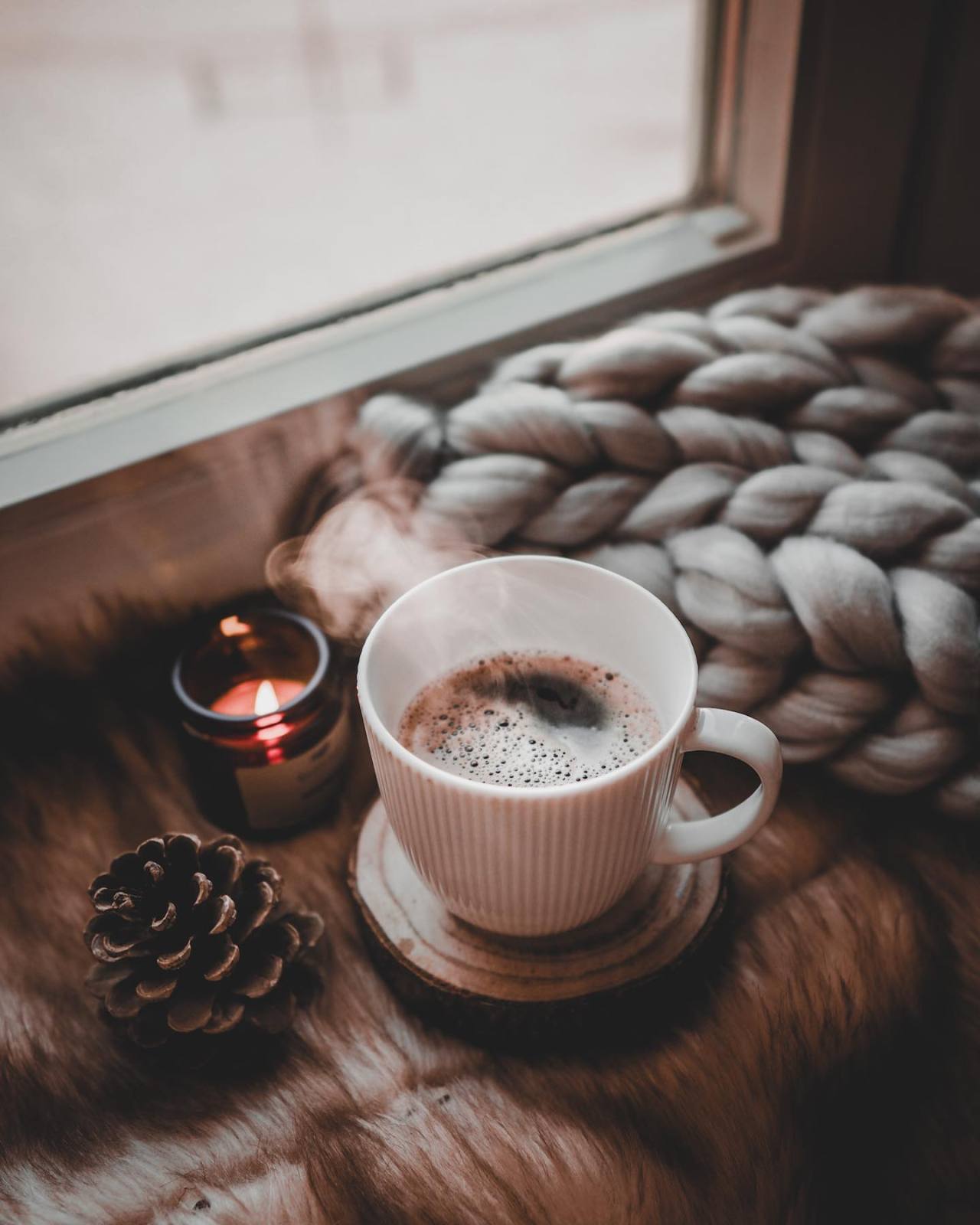 Nostalgic Academia + candles + rain + coffee