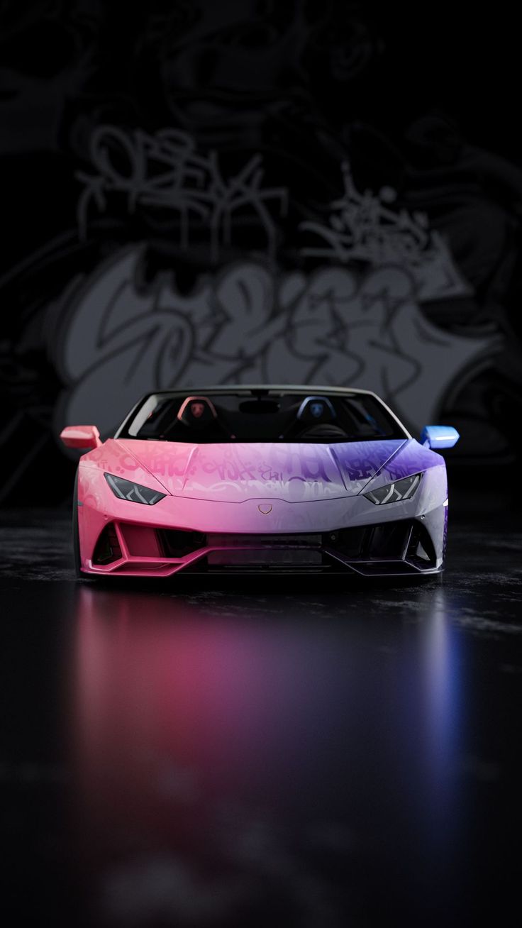 free wallpaper 4K car, sports car, tuning, gradient, graffiti for mobile and desktop