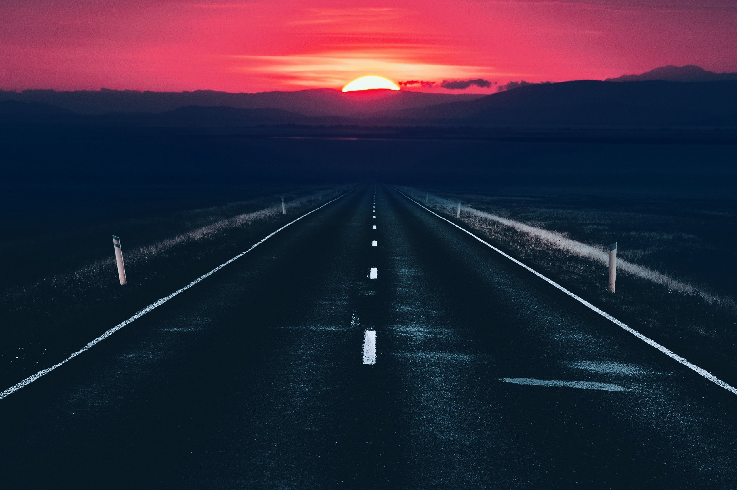 Long Alone Dark Road Sunset View Chromebook Pixel , HD 4k Wallpaper, Image, Background, Photos and Picture