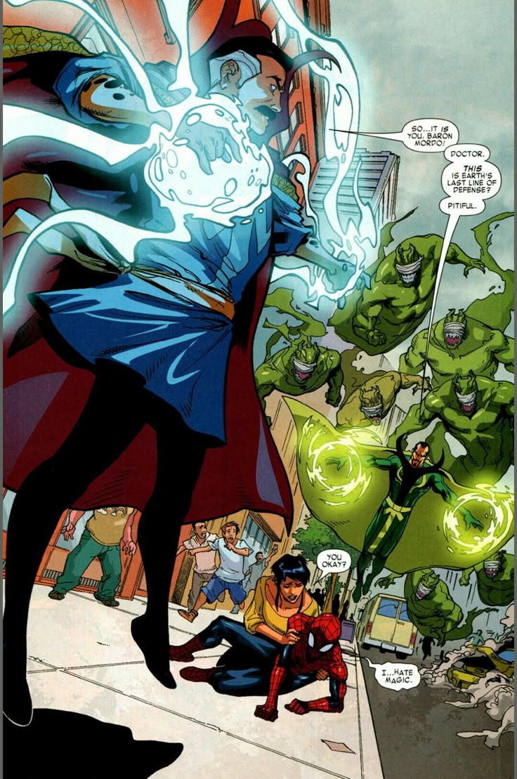 Dr. Strange and Spider Man vs Baron Mordo Marvel Adventures V2. Doctor strange comic, Marvel spiderman art, Marvel comics wallpaper