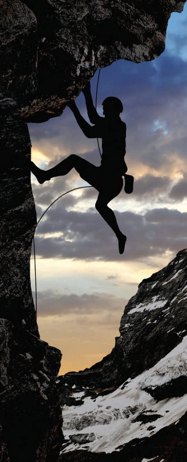 A.Monamour 3D Door Stickers for Interior Doors Silhouette of Rock Climber Climbing A Cliff Sports Theme Vinyl Removable Self Adhesive Door