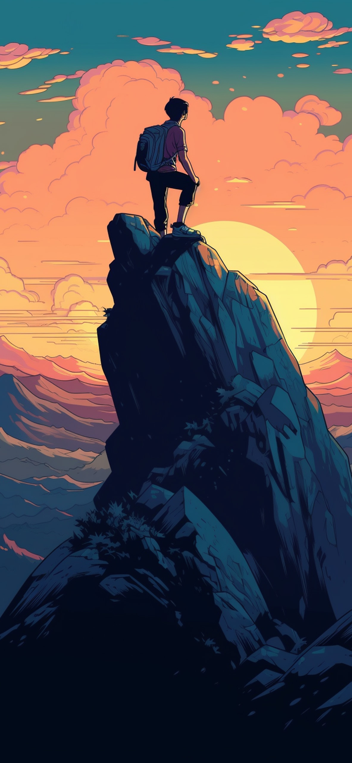 Rock Climber & Sunset Wallpaper Wallpaper iPhone