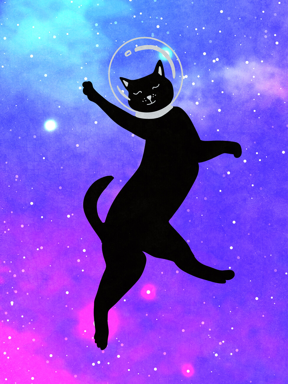 Art Print Happy Space Cat