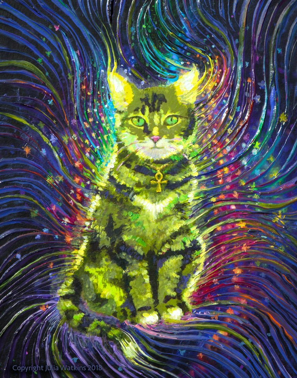 Cosmic Cat Energy Painting Print Artist Julia