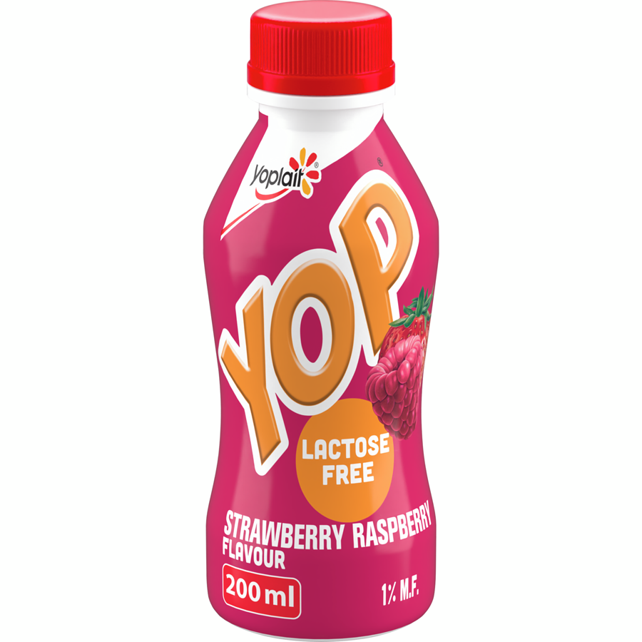 Yop 1% Drinkable Yogurt, Strawberry Raspberry, Lactose Free Yogurt Drink
